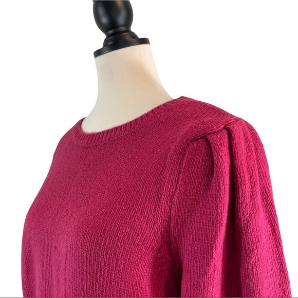 Ann Taylor Sweater Berry Pink Puffy Shoulder, New w/ Tags, Size L - Picture 4 of 10